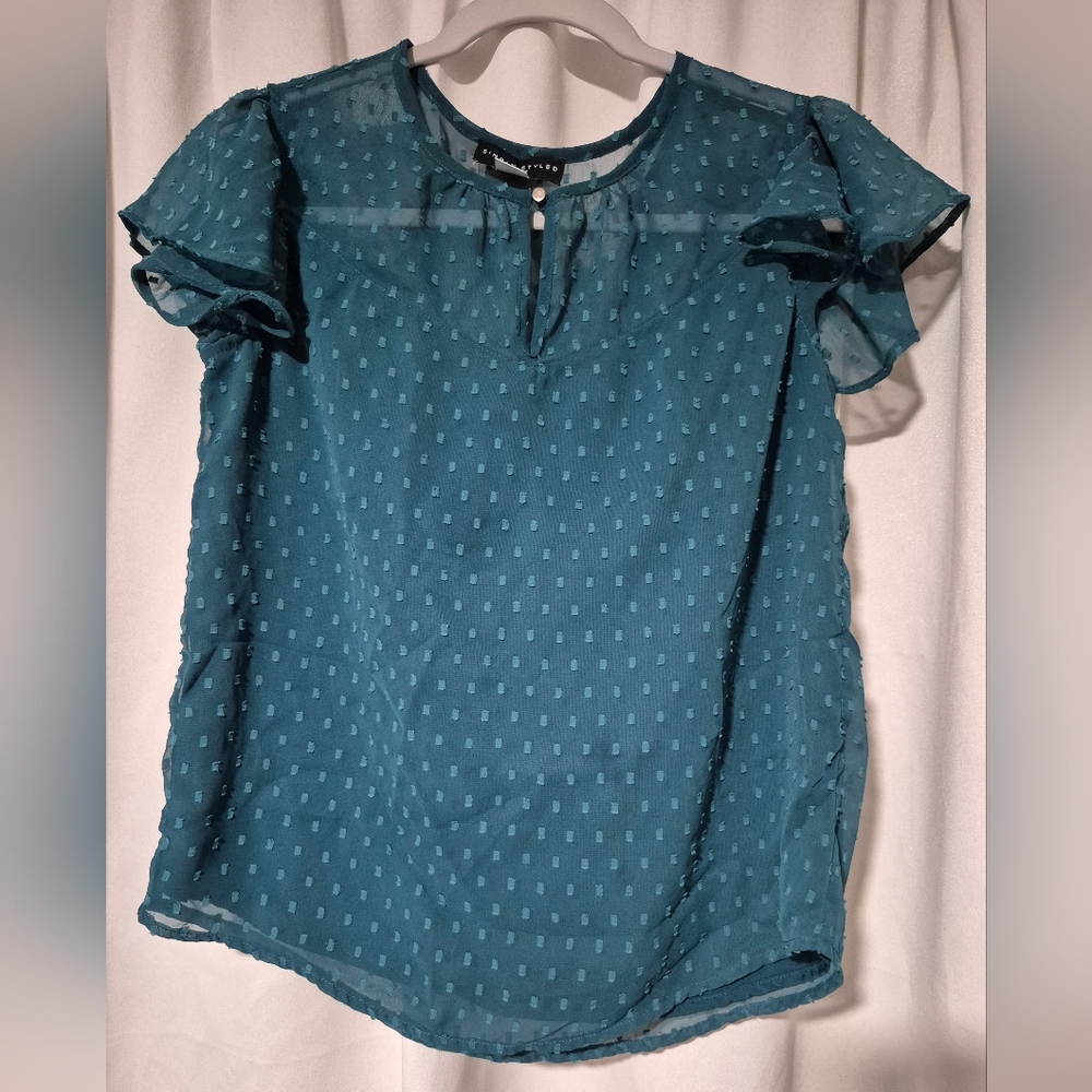 Simply Styled Teal Sheer Blouse